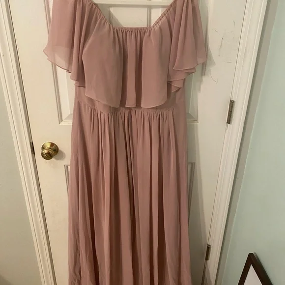 Revelry Pink Pleated Sweetheart Neckline bridesmaids dress size 14 - Picture 3 of 5